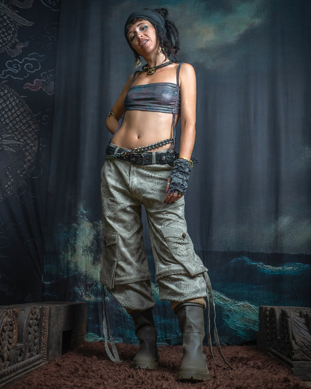 Pants Woman / Baggy Pockets TR Stretchy - Cream DRAGONS